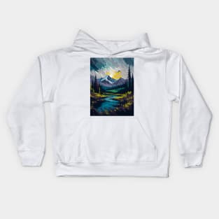 Autumn river and mountains Kids Hoodie
